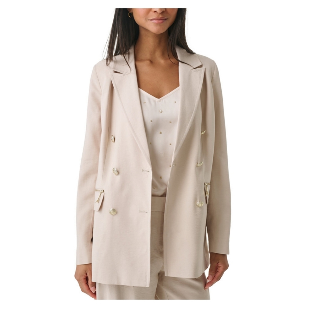 💖 Karl Lagerfeld Paris Zip-pocket Double-Breasted Jacket Blazer